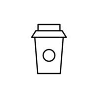 Coffee in Disposable Cup Vector Line Icon. Suitable for books, stores, shops. Editable stroke in minimalistic outline style. Symbol for design