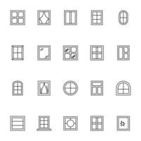 Window Vector Icons Collection. Suitable for books, stores, shops. Editable stroke in minimalistic outline style. Symbol for design