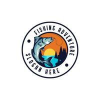 Fishing logo design template illustration. Sport fishing adventure Logo vector