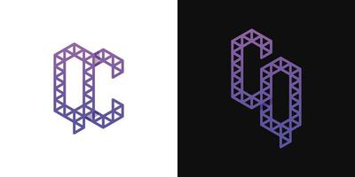 Letters CQ and CQ Polygon Logo Set, suitable for business related to polygon with CQ and QC initials. vector