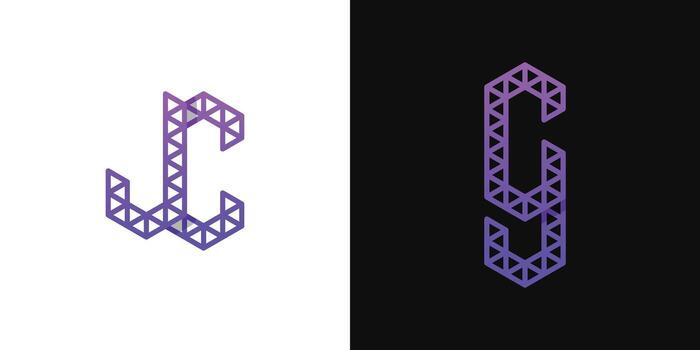 Letters CJ and CJ Polygon Logo Set, suitable for business related to polygon with CJ and JC initials. vector