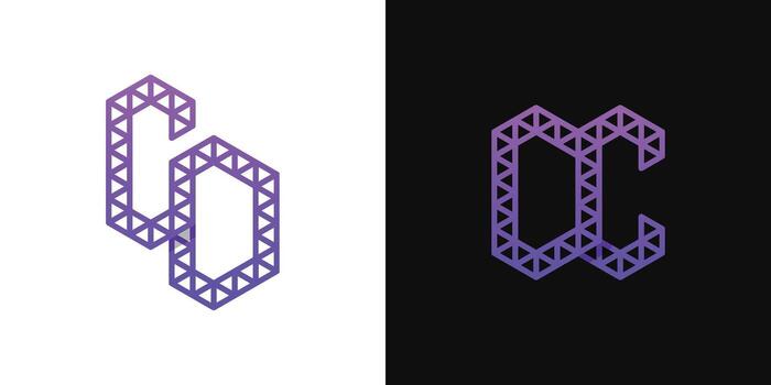 Letters CD and CD Polygon Logo Set, suitable for business related to polygon with CD and DC initials. vector
