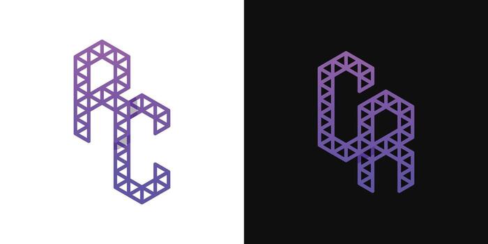 Letters CR and CR Polygon Logo Set, suitable for business related to polygon with CR and RC initials. vector