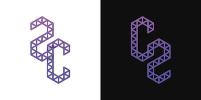 Letters CZ and CZ Polygon Logo Set, suitable for business related to polygon with CZ and ZC initials. vector