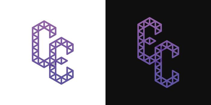 Letters CE and CE Polygon Logo Set, suitable for business related to polygon with CE and EC initials. vector