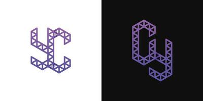 Letters CY and CY Polygon Logo Set, suitable for business related to polygon with CY and YC initials. vector