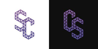 Letters CS and CS Polygon Logo Set, suitable for business related to polygon with CS and SC initials. vector