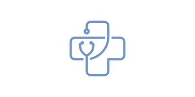 health logo design with a combination of plus and stethoscope shapes. vector