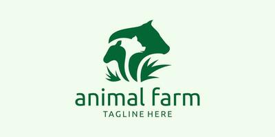 animal farm logo design with elements of a combination of several farm animals. vector