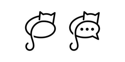 Minimalist chat design logo chat combined with cats. vector