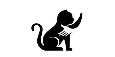 Negative Space Design Logo Cat Care. vector