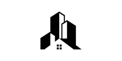 oficina logo diseño con casa y edificio techo elementos. vector