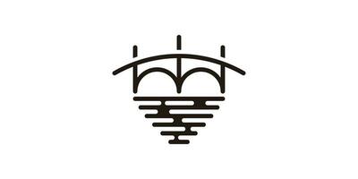 logo design combination of bridge shape with love sign, minimalist line logo. vector