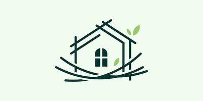 logo design combining the shape of a house with a nest, minimalist logo. vector