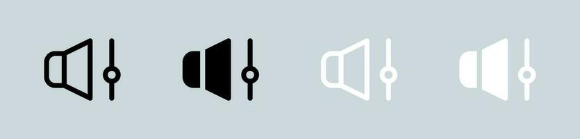 Volume icon set in black and white. Audio level signs vector illustration.