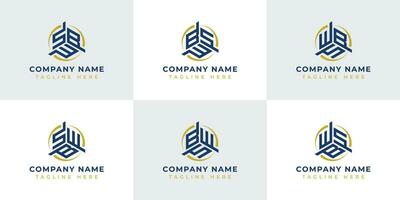 Letter SBW, SWB, BSW, BWS, WSB, WBS Hexagonal Technology Logo Set. Suitable for any business. vector