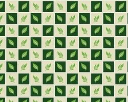 Seamless Green and White Leaf Pattern on Infinite Squares vector