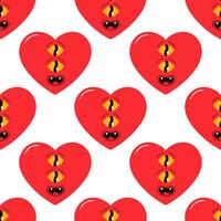 Seamless pattern groovy heart, valentine's day, character vector