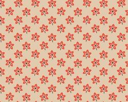 Grid-like Pattern of Red Flowers on Solid Peach Background vector