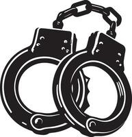 Handcuffs Vector silhouette illustration black color, isolated white background 3