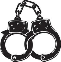 Handcuffs Vector silhouette illustration black color, isolated white background 2