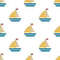 Baby boats hand drawn seamless pattern vector