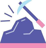 Pick axe breaking rocks icon. Mining concept vector