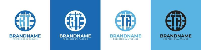 Letter RT and TR Globe Logo Set, suitable for any business with RT or TR initials. vector