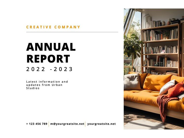 annual report in modern style with orange and black template