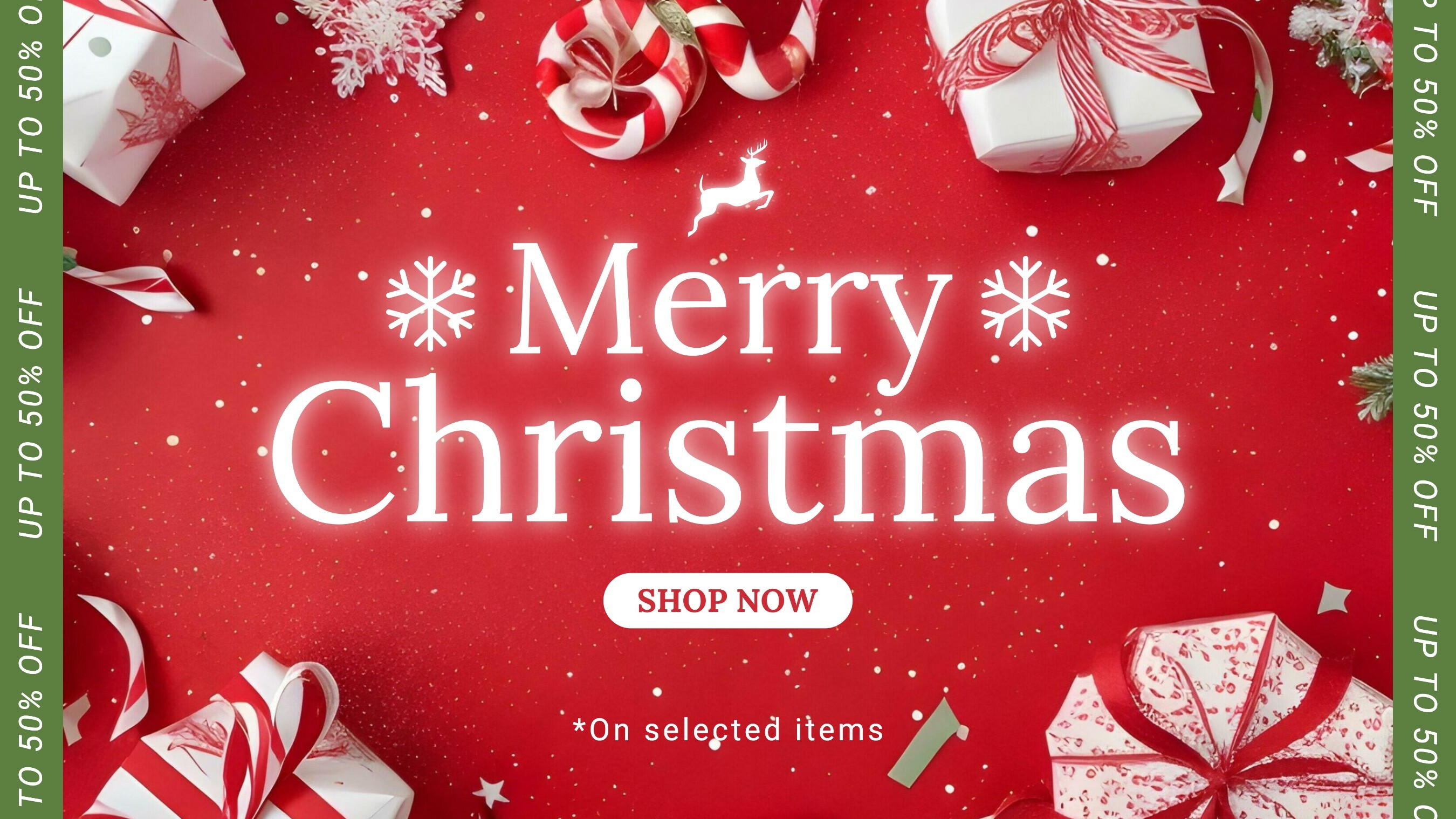 Red and Green Merry Christmas Sale Youtube Banner