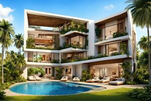 AI generated Modern Eco-Friendly Palm Grove Estates Residences photo