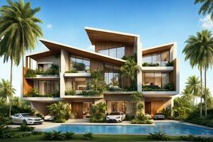 AI generated Modern Eco-Friendly Palm Grove Estates Residences photo