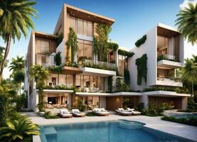 AI generated Modern Eco-Friendly Palm Grove Estates Residences photo