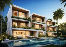 AI generated Modern Eco-Friendly Palm Grove Estates Residences photo