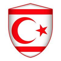 Northern Cyprus flag in shield shape. Vector illustration.