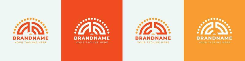 Letter NQ and QN or ZQ and QZ Sunrise  Logo Set, suitable for any business with NQ and QN or ZQ and QZ initials. vector