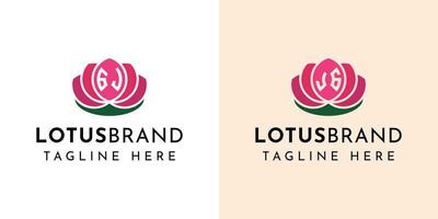 Letter GJ and JG Lotus Logo Set, suitable for business related to lotus flowers with GJ or JG initials. vector