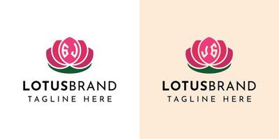 Letter GJ and JG Lotus Logo Set, suitable for business related to lotus flowers with GJ or JG initials. vector