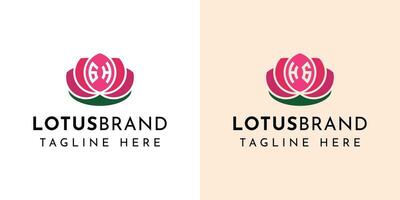Letter GH and HG Lotus Logo Set, suitable for business related to lotus flowers with GH or HG initials. vector