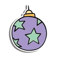 Stars Christmas Bauble with Yellow, Purple and Green Colors. Vector illustration about Winter Holiday.