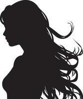 Woman Hair vector silhouette black color