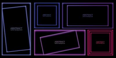 Set of background, banner, poster with neon blurred frames minimalist style vector image