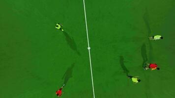 soccer football field, aerial view video