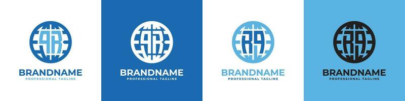 Letter QR and RQ Globe Logo Set, suitable for any business with QR or RQ initials. vector