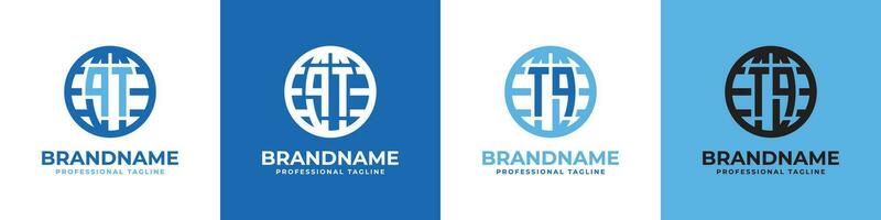 Letter QT and TQ Globe Logo Set, suitable for any business with QT or TQ initials. vector