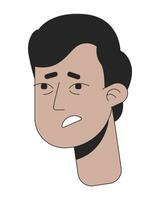 South asian young adult man feeling sick 2D linear vector avatar illustration