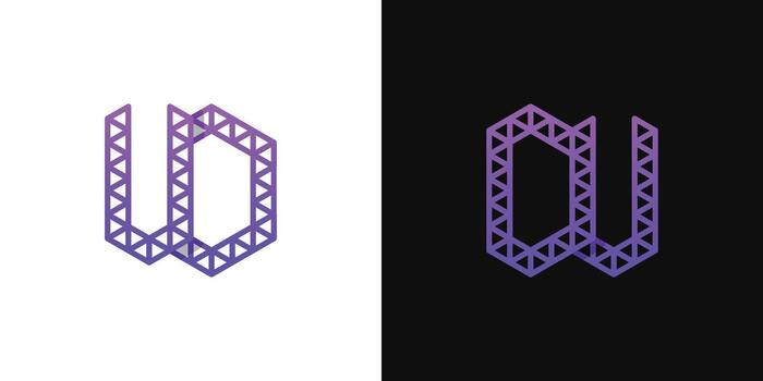 Letters DU and UD Polygon Logo Set, suitable for business related to polygon with DU and UD initials. vector