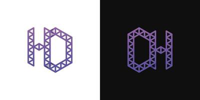 Letters DH and HD Polygon Logo Set, suitable for business related to polygon with DH and HD initials. vector