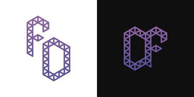 Letters DF and FD Polygon Logo Set, suitable for business related to polygon with DF and FD initials. vector