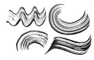zwart abstract structuur borstel beroertes en spatten van verf Aan papier. grunge kunst schoonschrift transparant achtergrond png